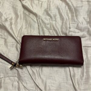 Michael Kors Dark Red Leather Wristlet Wallet